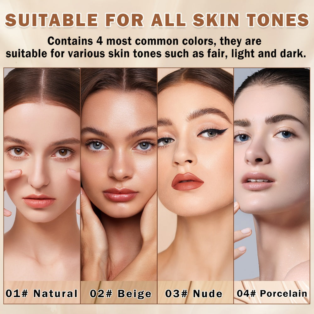 Full Coverage Liquid Foundation Airspray Kit Buildable Formula 6 Shades – Natural Beige Nude Porcelain Tan Medium Natural Sat