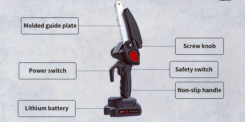 Electric Mini Chainsaw 6-Inch with Debris Guard & Toolbox - Cordless Handheld Pruning Saw with Safety Lock — image 18
