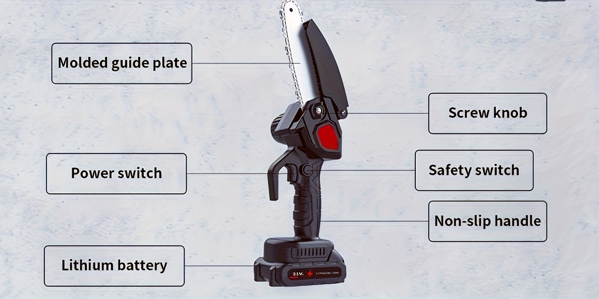Electric Mini Chainsaw 6-Inch with Debris Guard & Toolbox - Cordless Handheld Pruning Saw with Safety Lock — image 18