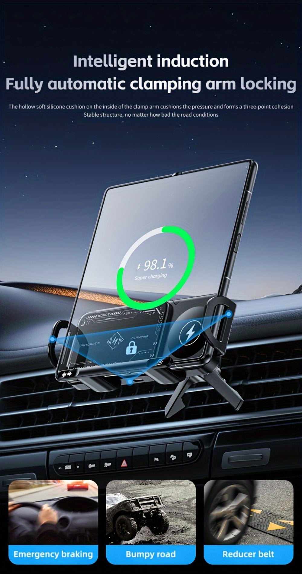 Dual-Coil Wireless Charging Car Mount with 15W Label, Fold-Screen Support and Three Configurations — image 16