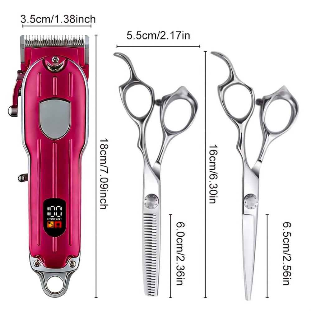 Barber Hair Clipper Kit for Men – USB Rechargeable Digital Size Adjustment, Complete Set with Scissors & 4 Limit Combs — imag