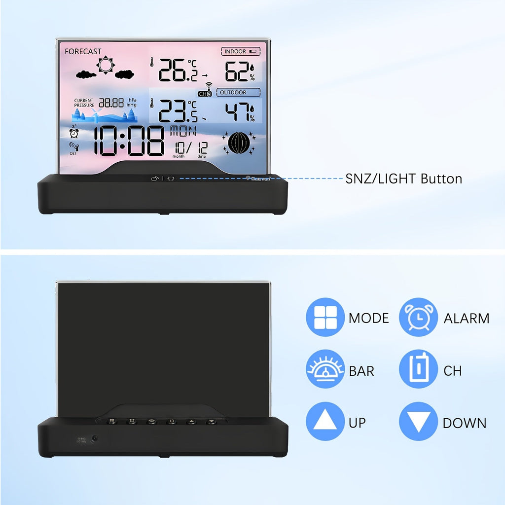 Weather Station | Wireless Indoor Outdoor Barometer Forecast Alarm — image 6