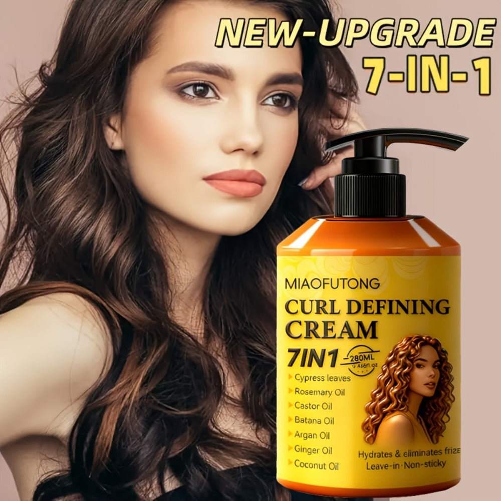 7-in-1 Curl Defining Cream by MIAOFUTONG in 280ml Pump Bottle with Seven Front-Label Botanical Ingredients — image 2