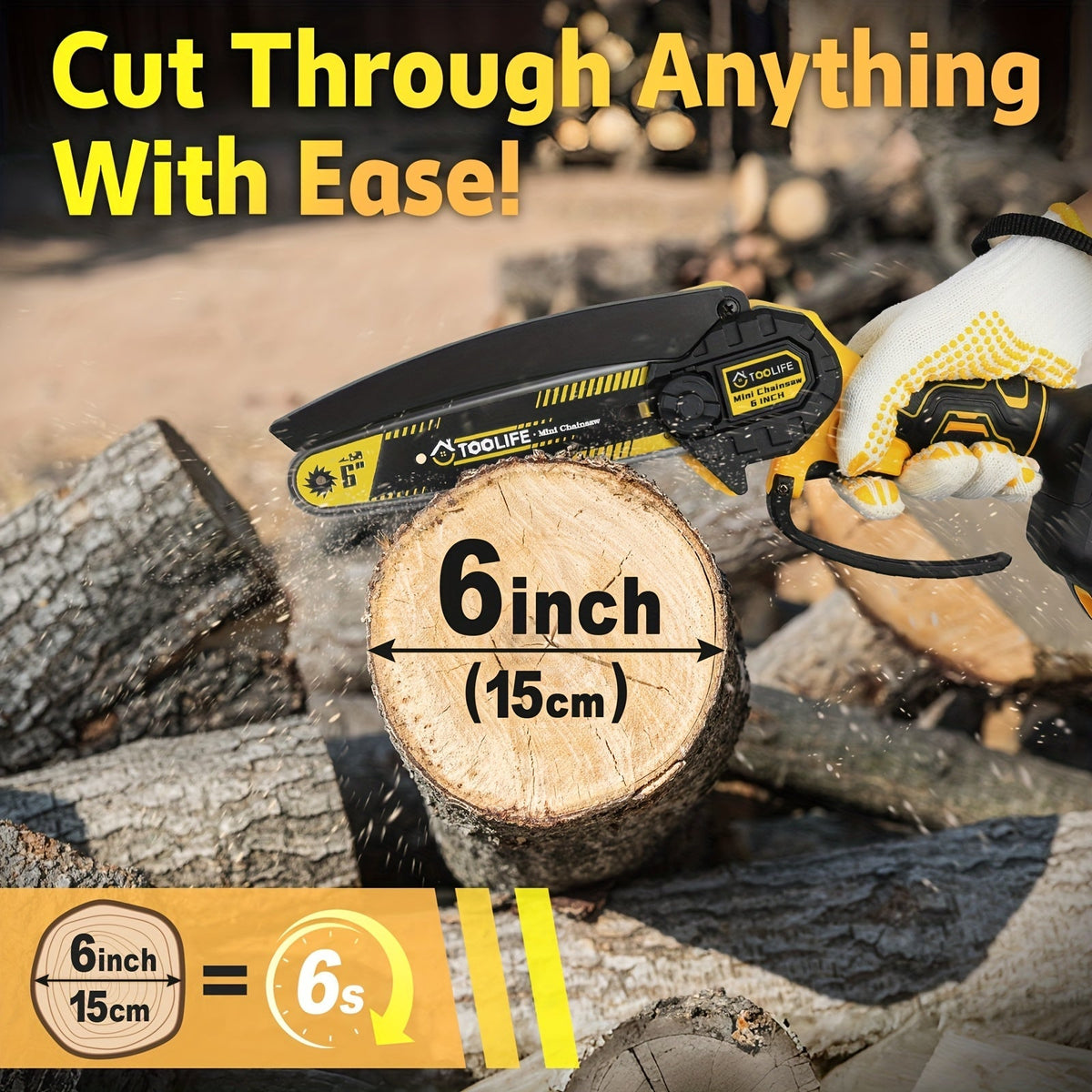 Mini Chainsaw Cordless, Handheld Electric Saw Tree Trimming Wood Cutting for Garden, Patio and Yard Use — image 3