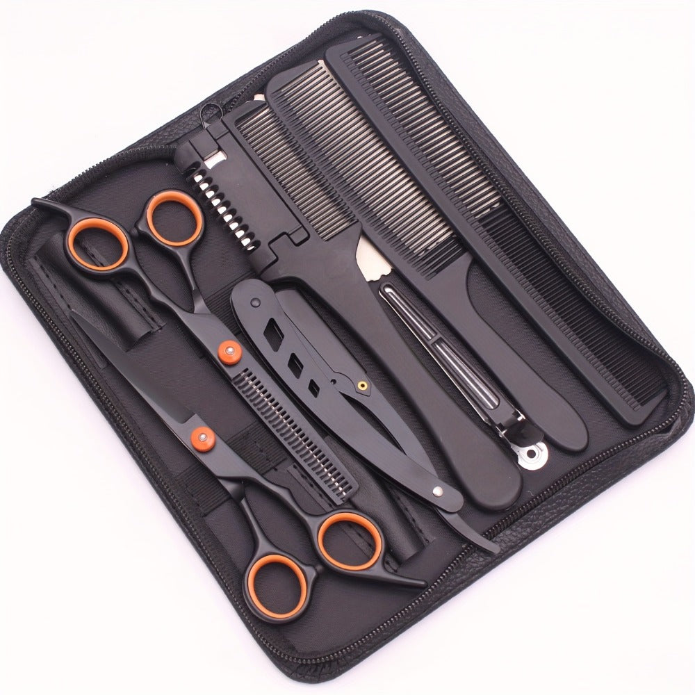 Hair Scissors Set 3 Pieces Japanese Steel – 6 Inch Thinning Shears, Razor Comb & Detangling Comb, Ambidextrous Texturizing Ki