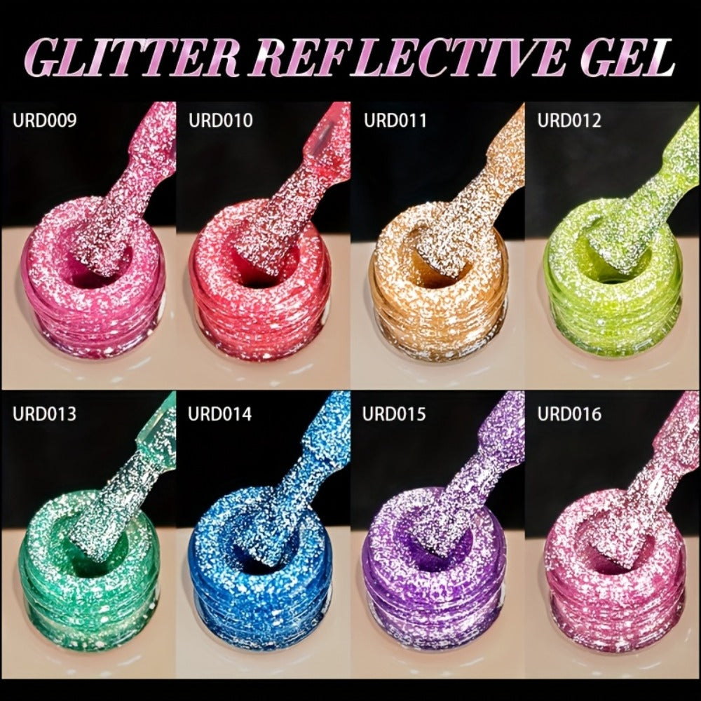 Gel Nail Polish UR SUGAR Reflective Glitter in 15ml with Fluorescent Neon Shimmer and UV/LED Soak-Off Cure — image 9