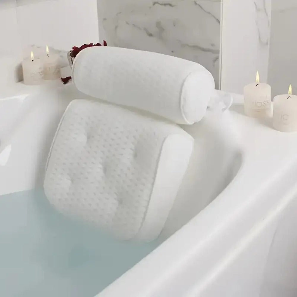 Two-Piece Bathtub Neck and Back Cushion with Six Suction Cups, Hanging Hook and White Mesh Cover — image 3