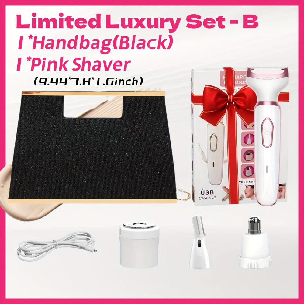 4-in-1 Electric Shaver for Women Rechargeable Wet & Dry Painless – Face Nose Legs Underarm Bikini Trimmer Portable Cordless G