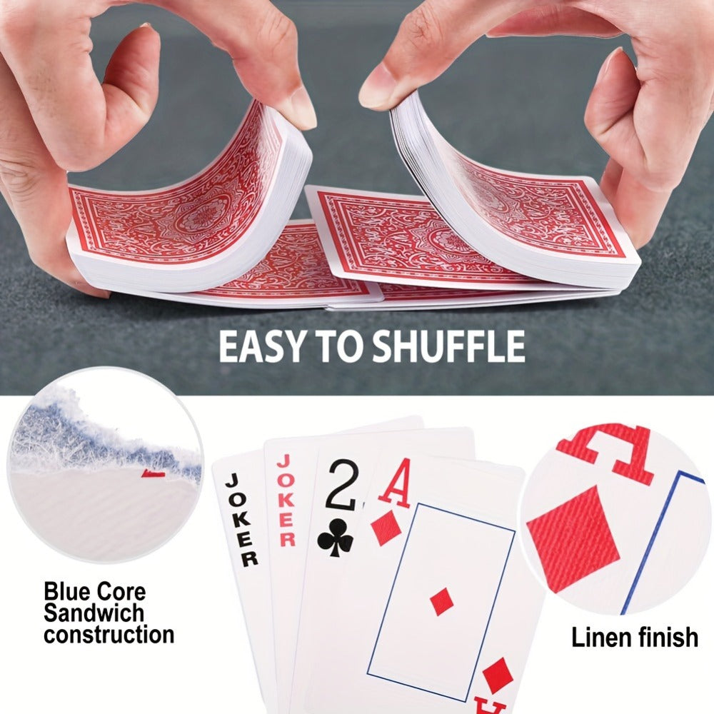 Twelve-Deck Jumbo Index Playing Card Set with Six Black and Six Red Poker-Size Decks for Table Games — image 6