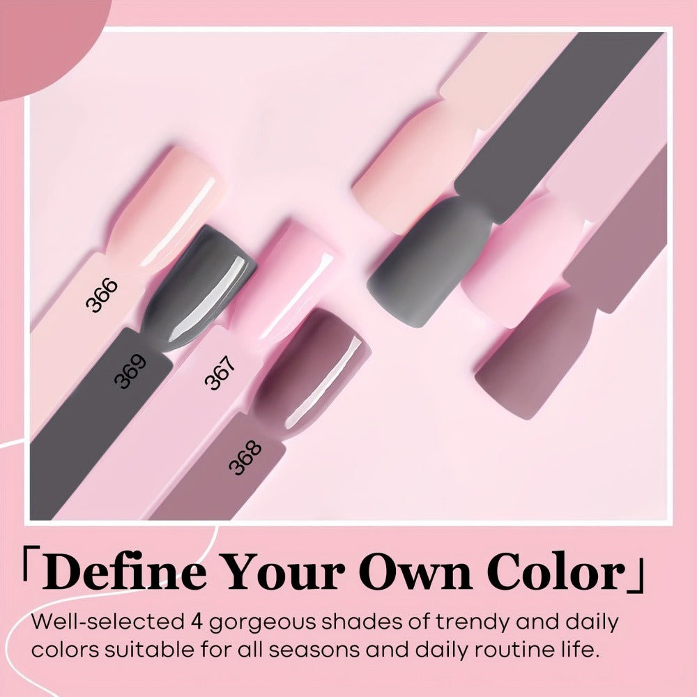 Dip Powder Nail Kit with NOCIS Label, Four Nude Gray Pink Powders, Three 10ml Liquids and Four Tools — image 9