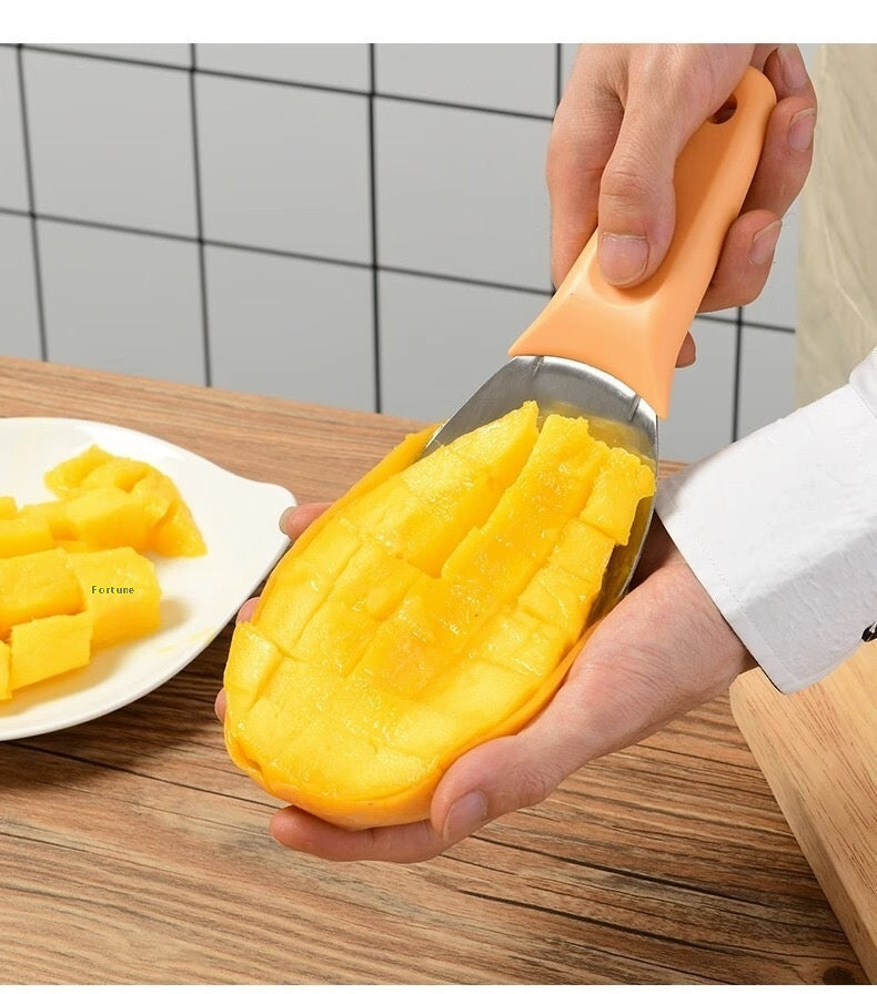 Stainless Steel Mango Peeler Fruit Meat Spoon Mango Cutter Dice