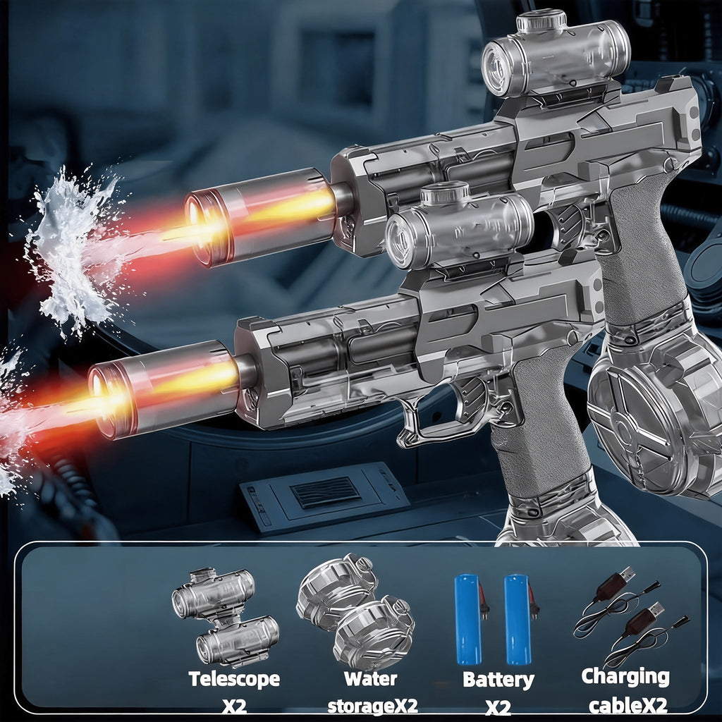 Two-Piece Electric Water Blaster Set with Lighted Sights, Rechargeable Batteries and Three Pairings — image 14