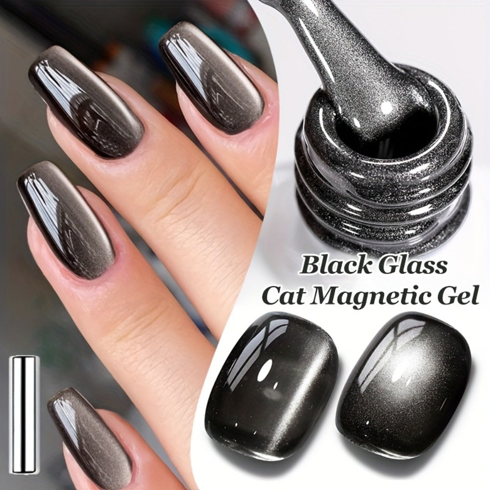 Gel Nail Polish in 10ml Black Magnetic Cat-Eye with Glass-Bead Shimmer, BGC01 or MY49 for Shimmer Art — image 13