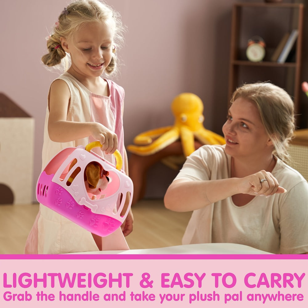 Interactive Plush Dog Toy for Toddlers with Carrier Set Music Lights Sounds with the Listed Color, Size or Set Options for Ev