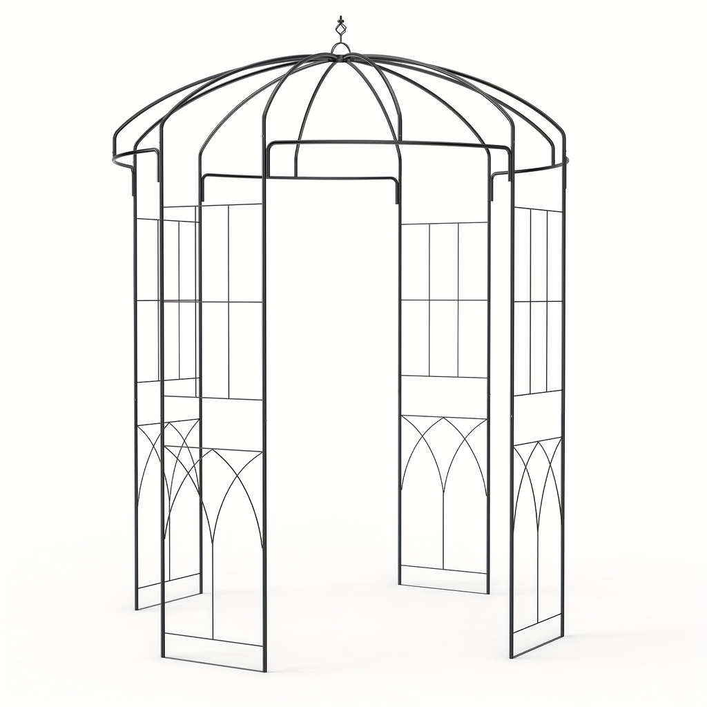 Garden Gazebo Arch 9ft Birdcage Pergola Climbing Plants Wedding Decor — image 4