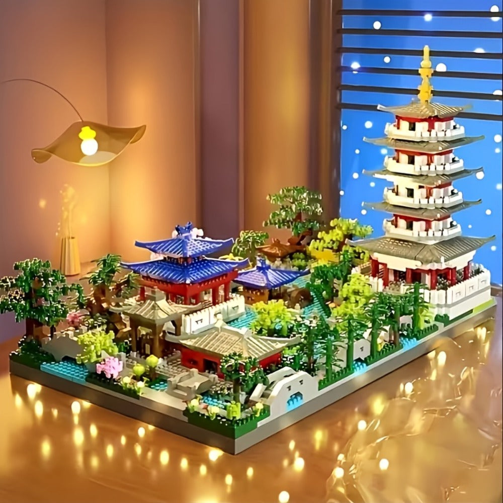 Hangzhou West Lake Building Blocks Set 3282 Pcs – Miniature Chinese Architecture Model Pagoda Cherry Blossom Collectible Land