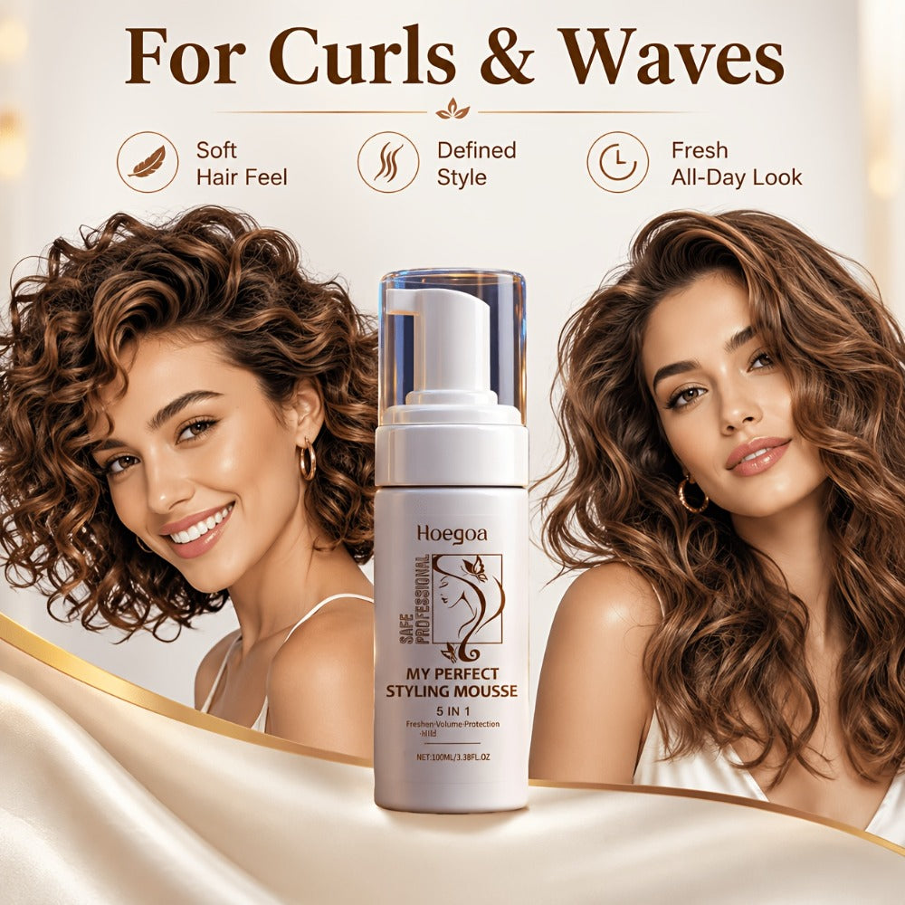 Hair Styling Mousse with Mint Extract & Hyaluronic Acid – Long-Lasting Flexible Hold, Moisturizing Mild Formula, Frizz Contro