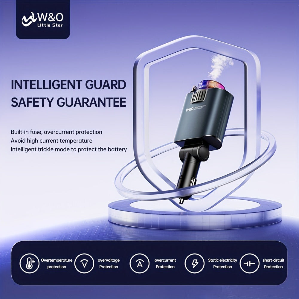 3-in-1 Car Charger, Air Freshener & Starry Sky Ceiling Light – Retractable Type-C & Lightning Cable, Aromatherapy Perfume — i