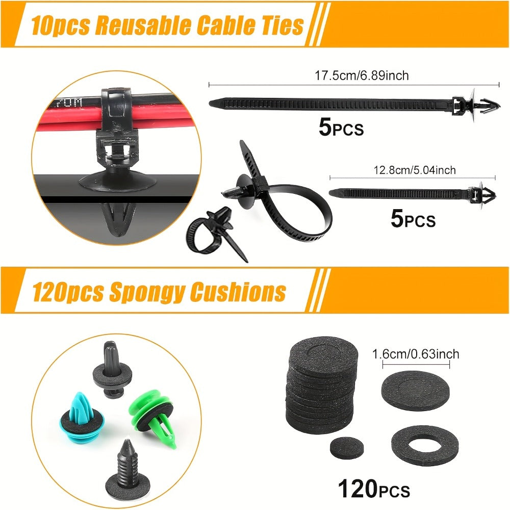 Car Retainer Clips Push Fasteners Kit Bumper Plastic Rivets Assortment for Auto Interior Exterior Trim Panel Body Clips – 113
