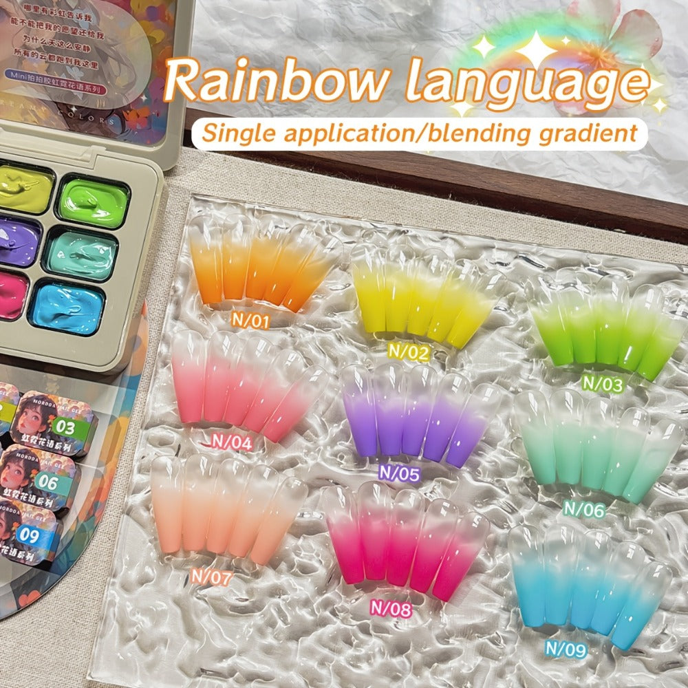 Gel Nail Polish MORDDA Nine-Color Rainbow Grid Set for Gradient and Ombre Manicure Art in One Compact Case — image 7