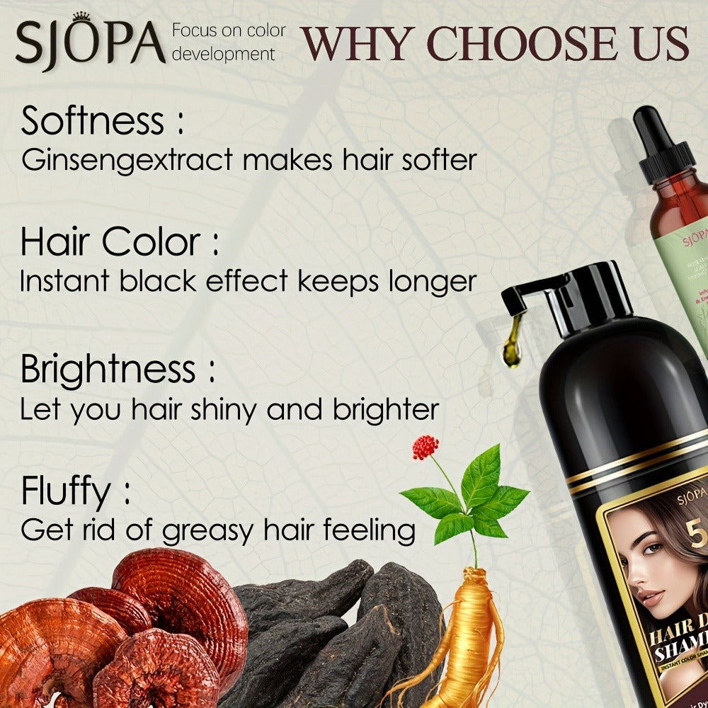 Glycerin Hair Color Shampoo Gift Set with Rosemary Oil, 5-in-1 Color & Care Formula 16.91oz, Gentle Non-Irritating Gray Cover