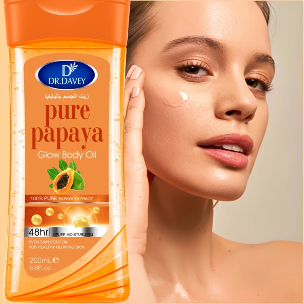 Papaya Glow Body Oil, Two-Piece Set of 200ml Flip-Top Bottles with Coordinated Orange Labels — image 7