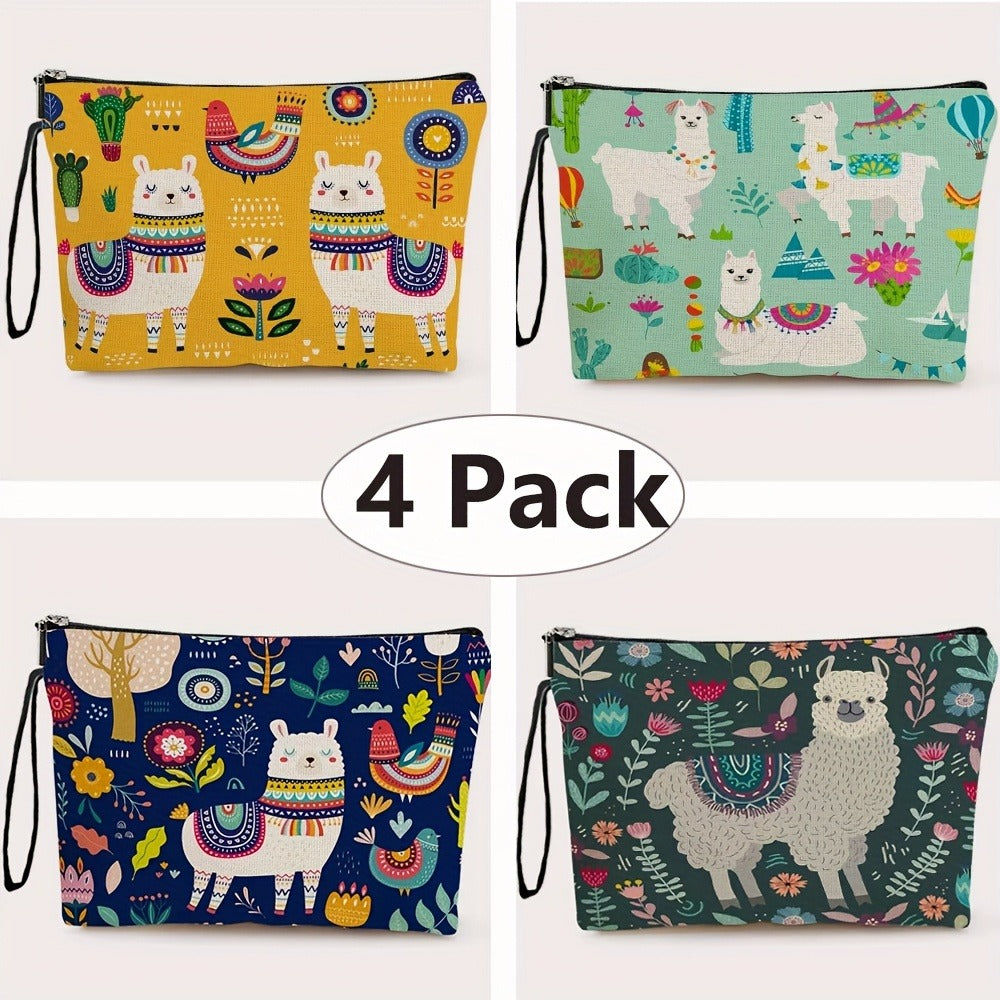 Makeup Bag Four-Piece Zipper Pouch Set in Floral or Animal Prints for Travel, Vanity and Everyday Beauty Storage — image 5