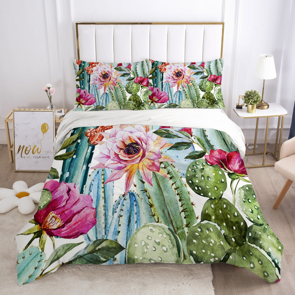 Nordic Spring Bedding Set Green Leaf Quilt Cover