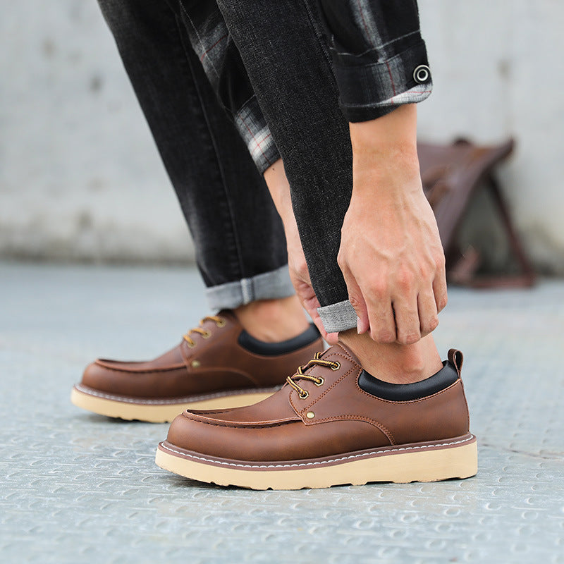 Men's American Work Boots - Low-Top Genuine Leather Martin Shoes