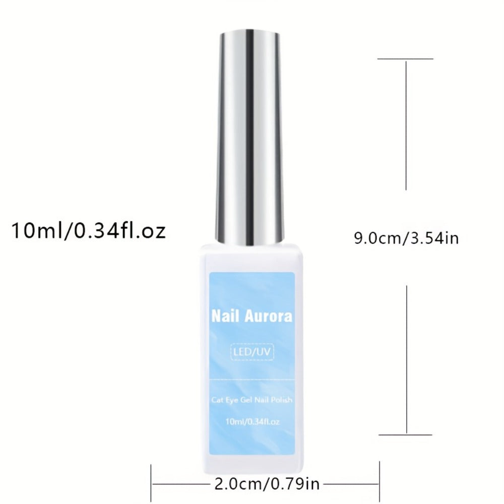 Gel Nail Polish in 10ml Light-Blue Aurora Magnetic Cat-Eye with Holographic Iridescent Shimmer and UV/LED Soak-Off Cure — ima