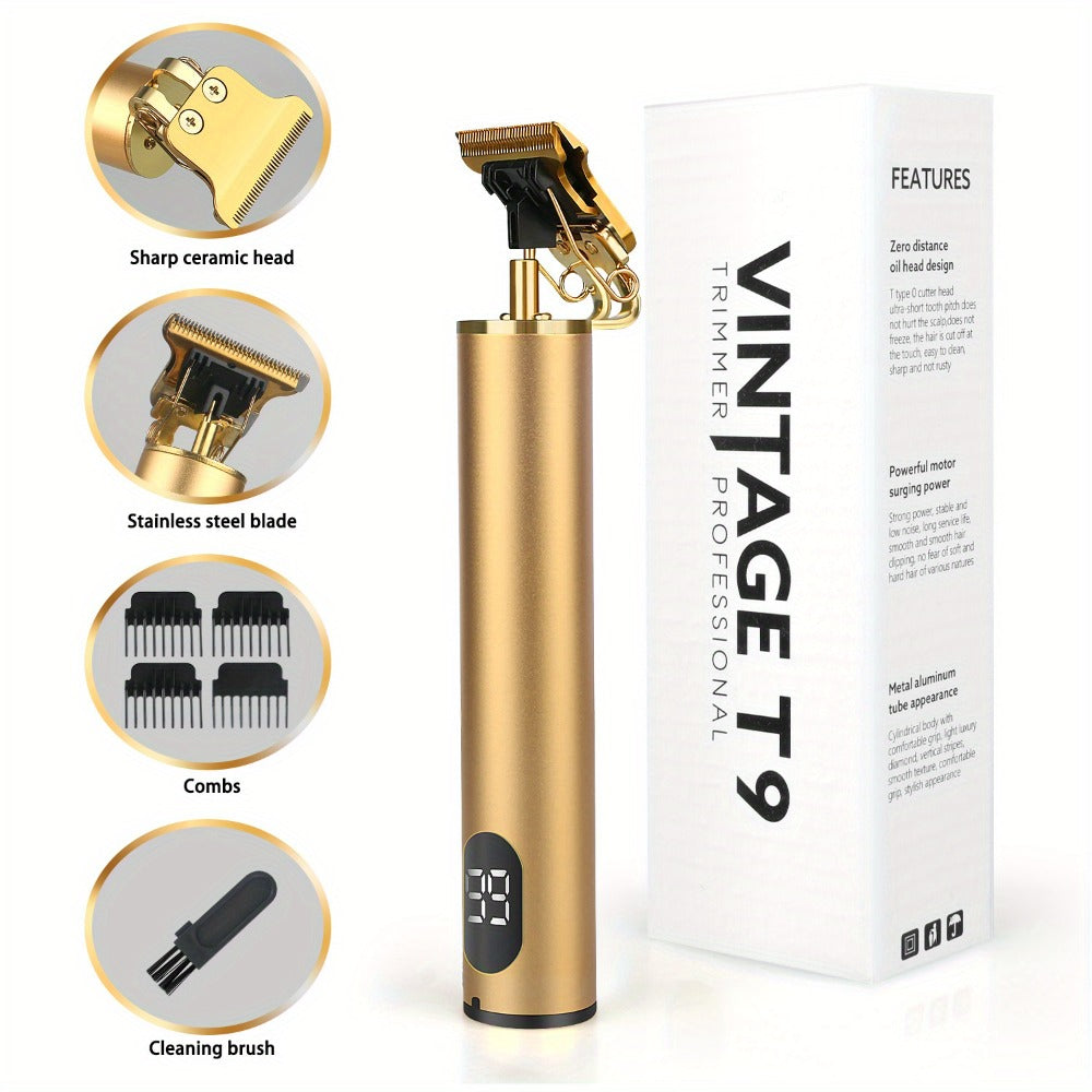 T-Blade Trimmer for Men Cordless Rechargeable – Nano Titanium Alloy Blades LED Display 4 Guide Combs 1.5-4mm — image 4