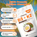 Bone Health Supplement Vitamin D3 1000 IU K2 MK-7 100mcg, 300 Softgels with Coconut Oil for Calcium Absorption — image 7