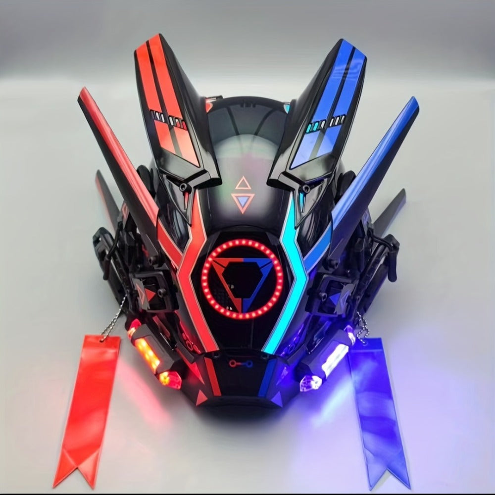 LED Mechanical Costume Mask with 10.23-Inch Height and Yellow, Green, White, Red or Blue Light Options — image 5