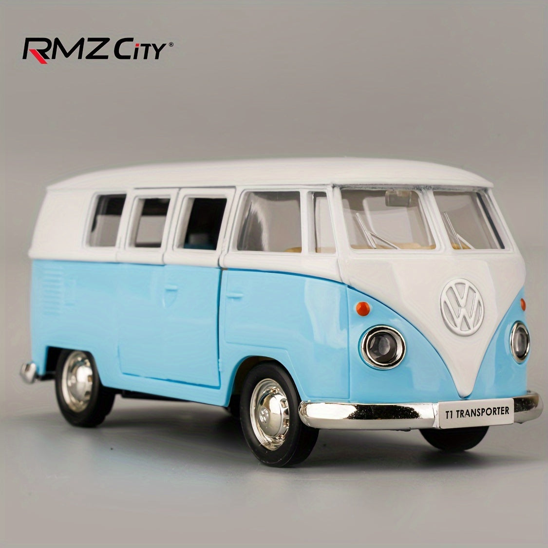 Volkswagen T1 Bus Diecast Model Car 1:36 Scale Zinc Alloy Pullback, Vintage Blue & White, Detailed Interior — image 8