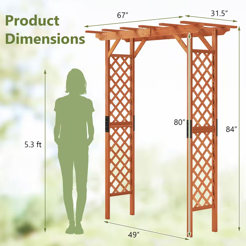 Wood Garden Arbor 7ft Fir Pergola Trellis Climbing Plants Roses — image 2