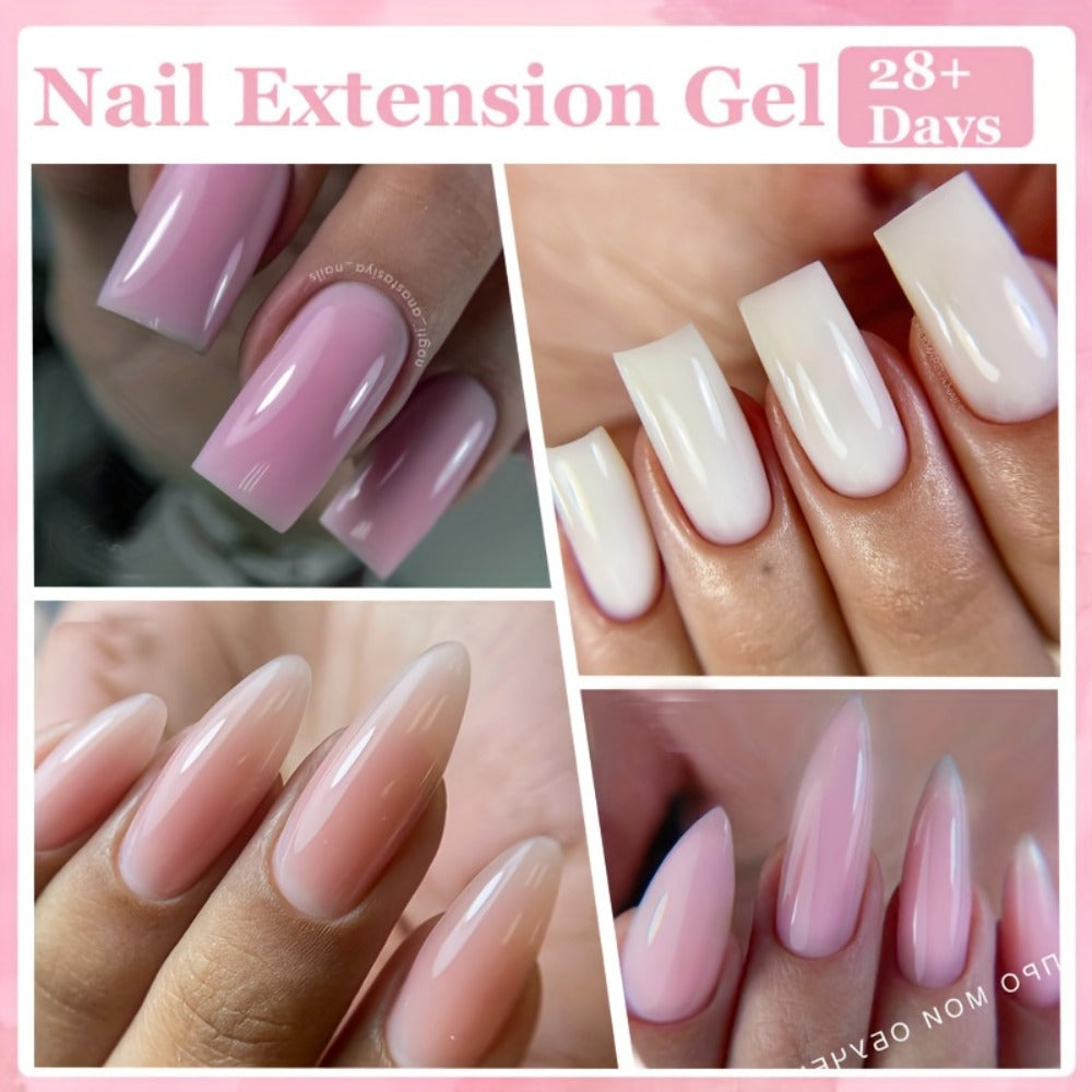 Builder Gel Nail Extension Kit – Quick Build UV LED Acrylic Gel in White Nude Pink Crystal for Nail Construction Overlay Scul