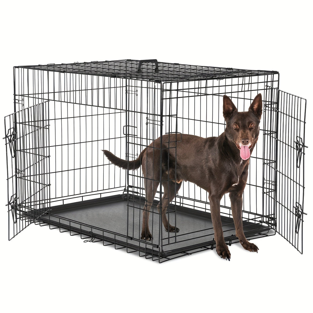 36-Inch Folding Wire Dog Crate with Two Door Accesses, Divider Panel, Removable Tray and Top Handle — image 10
