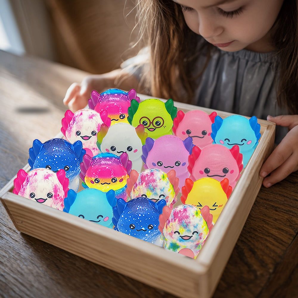 Axolotl Squishy Toys 20 Pack Slow Rising Fidget Sensory Stress Toys for Kids, Cute Salamander Newt Ice Cream Shape Squeeze To