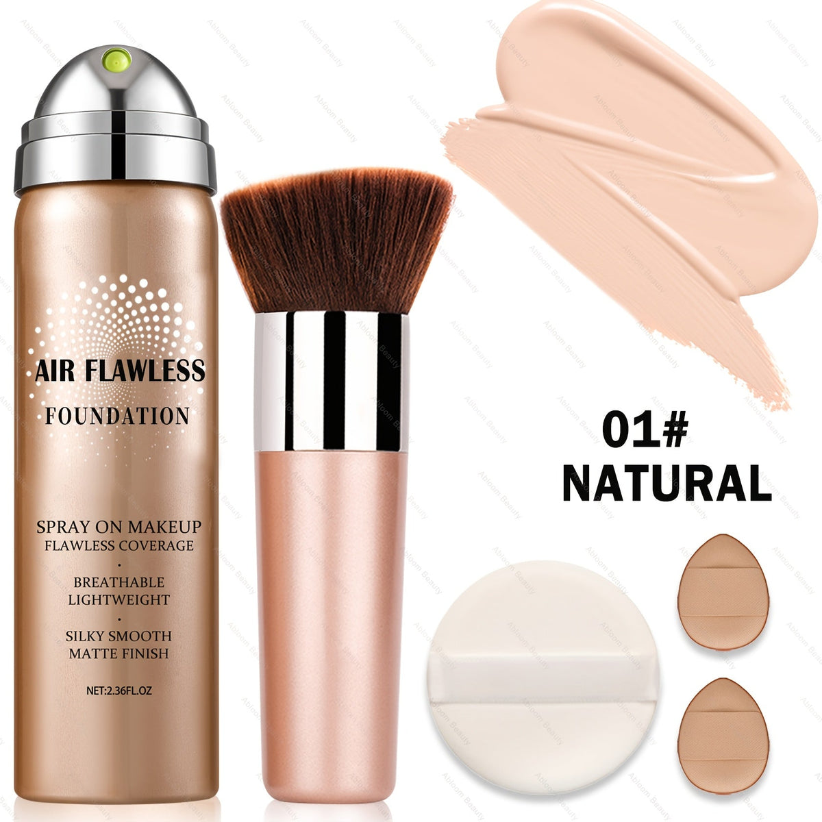 Spray Liquid Foundation and Flat-Top Brush Set with Matte Finish and Eight Numbered Shades — image 17