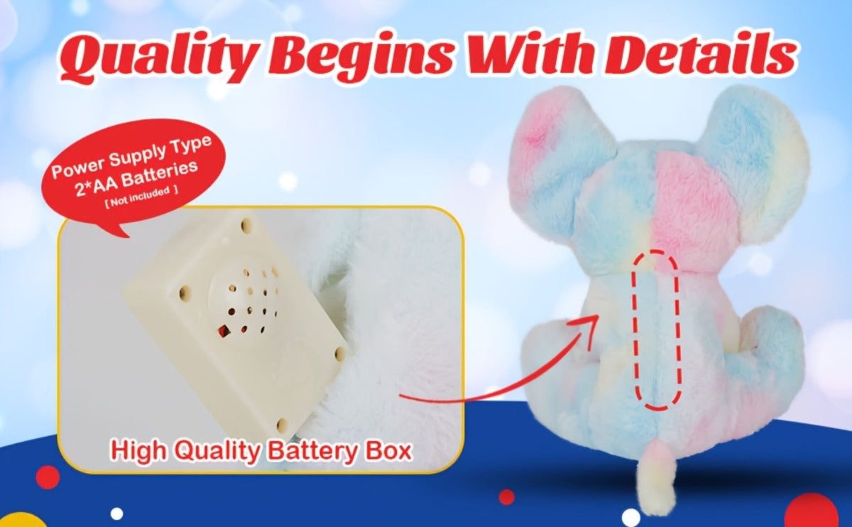 Plush Toy Rainbow Elephant 12-Inch Light-Up Design with Optional Music for Colorful Room Display — image 10
