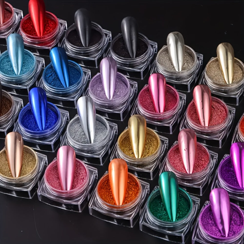 Chrome Holographic Nail Powder Set 36 Colors, Mirror Chrome Glitter Pigment Dust Kit for Gel Nails Acrylic — image 11