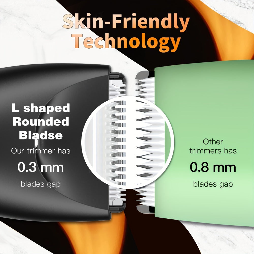 Ceramic Blade IPX7 Waterproof Ball Trimmer for Men Replaceable Head Electric Groin Pubic Body Hair Shaver LED Battery Display