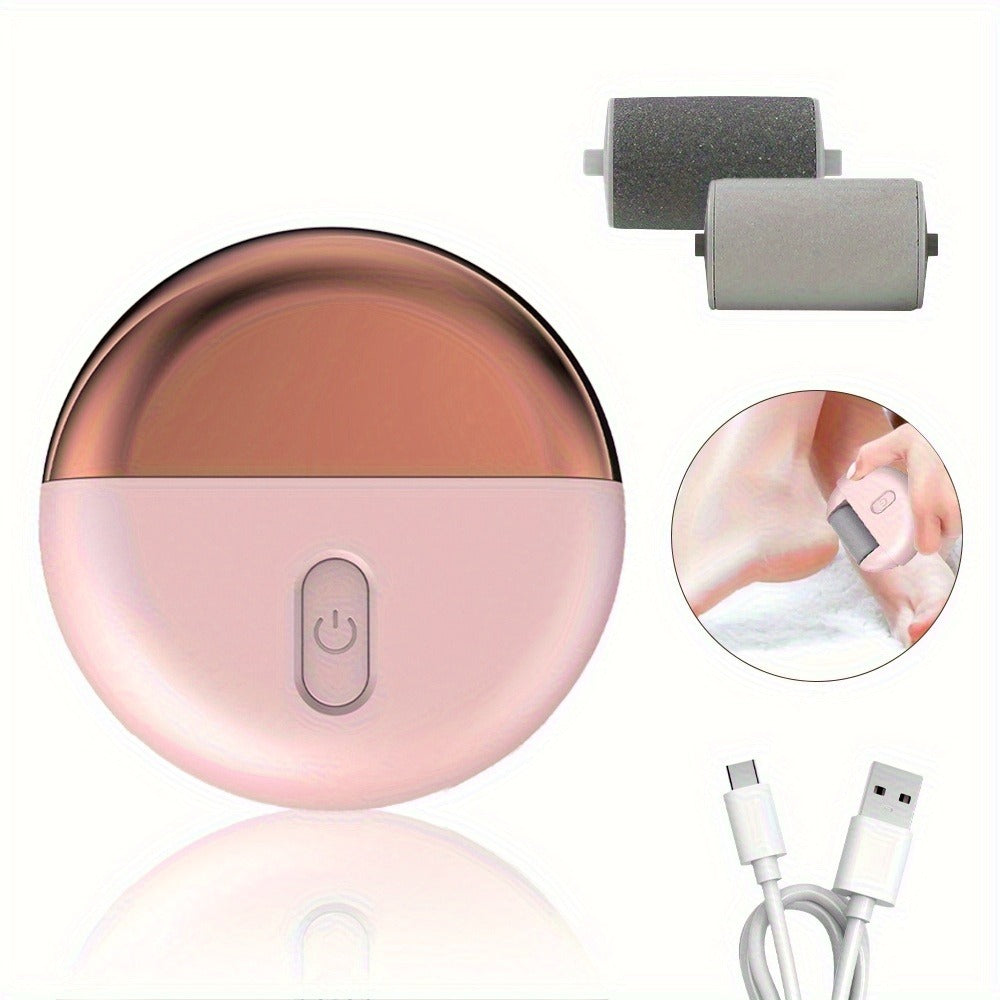 Rechargeable Electric Foot File with Two or Three Roller Heads in White Standard or Pink Upgraded Checkout — image 5