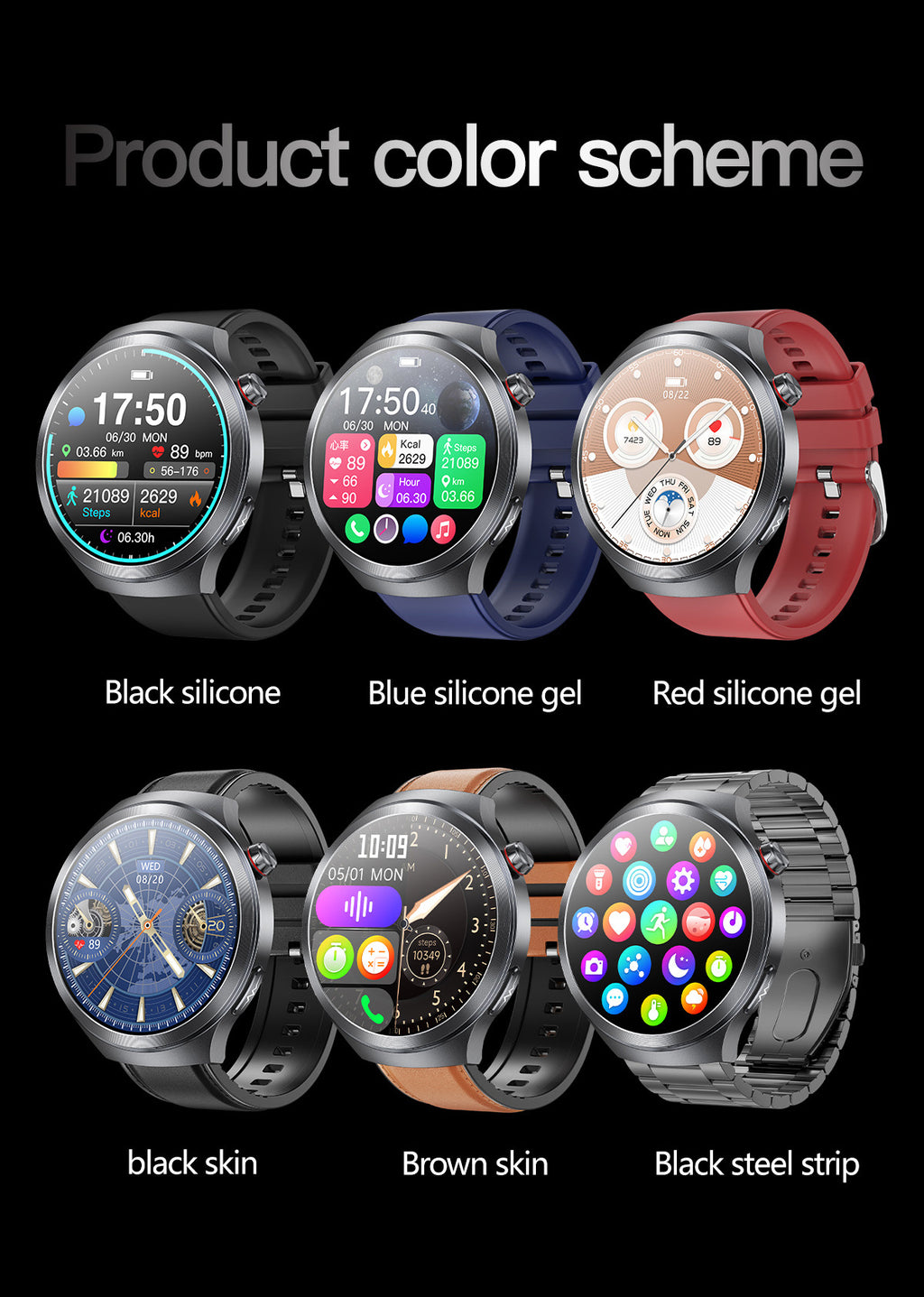 Smart Watch AMOLED Screen ECG Heart Rate Pressure Blood Oxygen Health