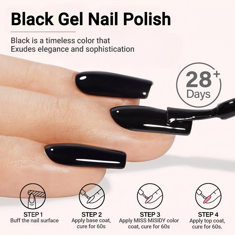 Gel Nail Polish in 16ml Deep Black for Solid Color, Stamping, French Tips and Chrome Base for Nail Art — image 2