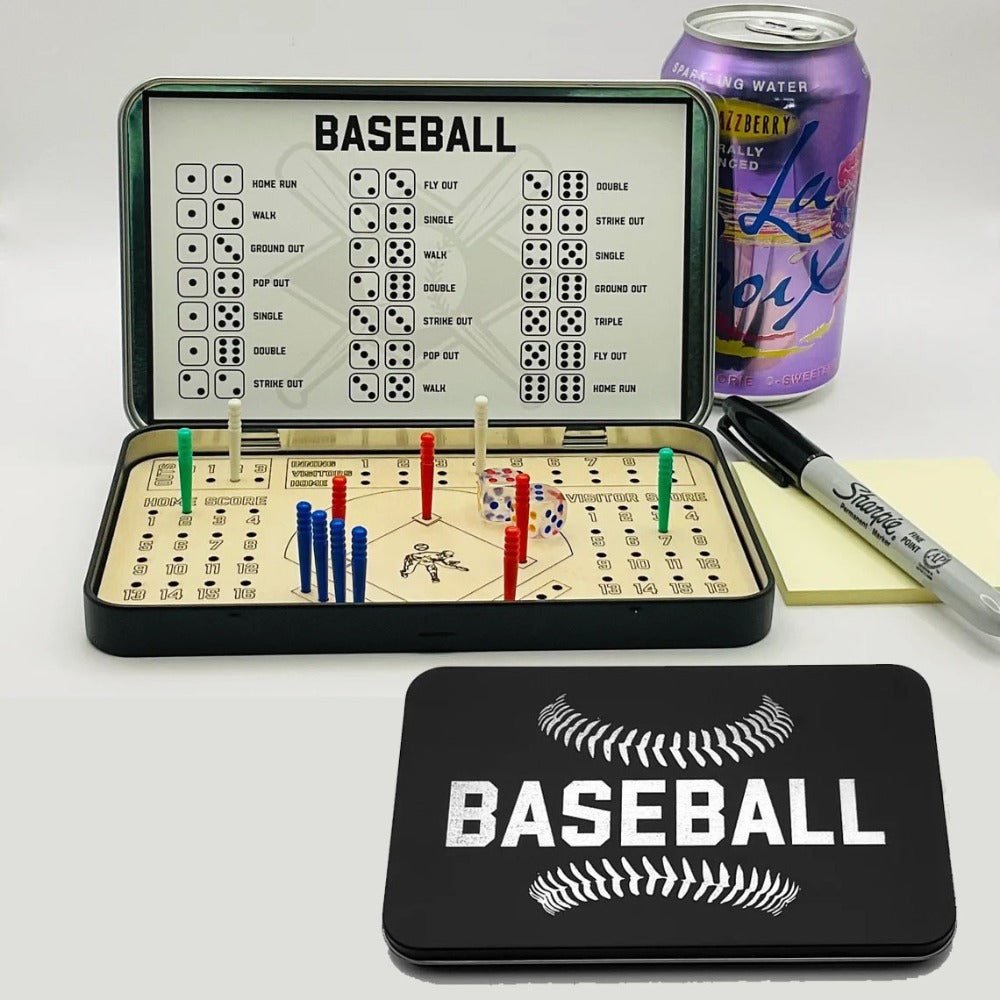 Sports Travel Board Game Set – Portable Wooden Baseball Softball Football Finger Dice Tabletop Game for Family Game Night — i