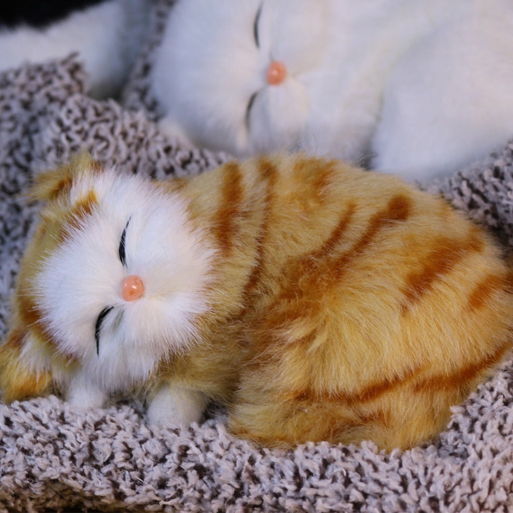 Plush Toy Realistic Sleeping Cat with Meow Sound in Four Coat Patterns for Desk or Room Display — image 4
