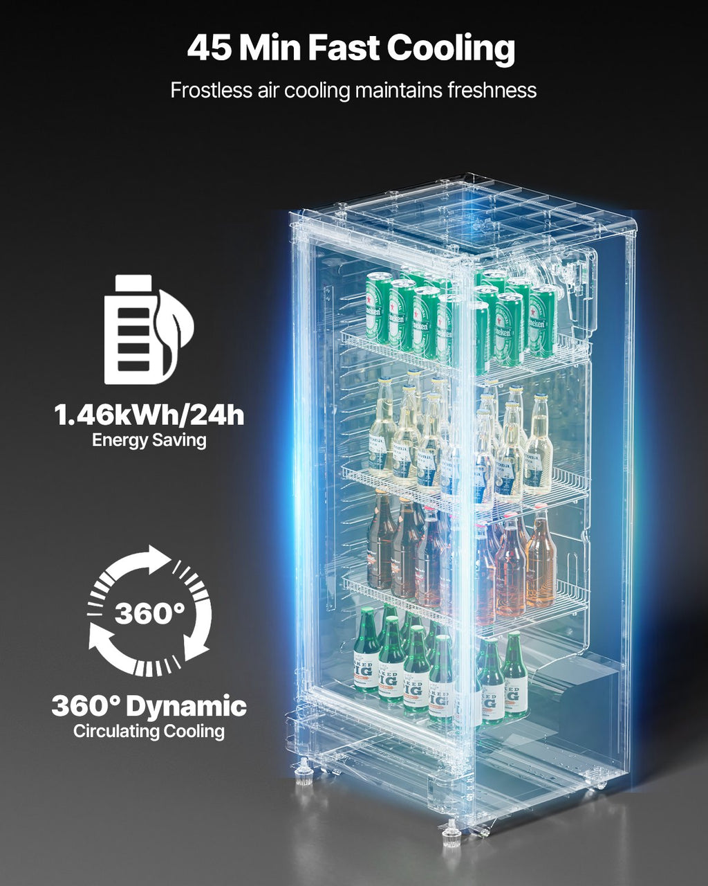 Commercial Merchandiser Refrigerator 5.7 CU.FT Glass Door Beverage Refrigerator