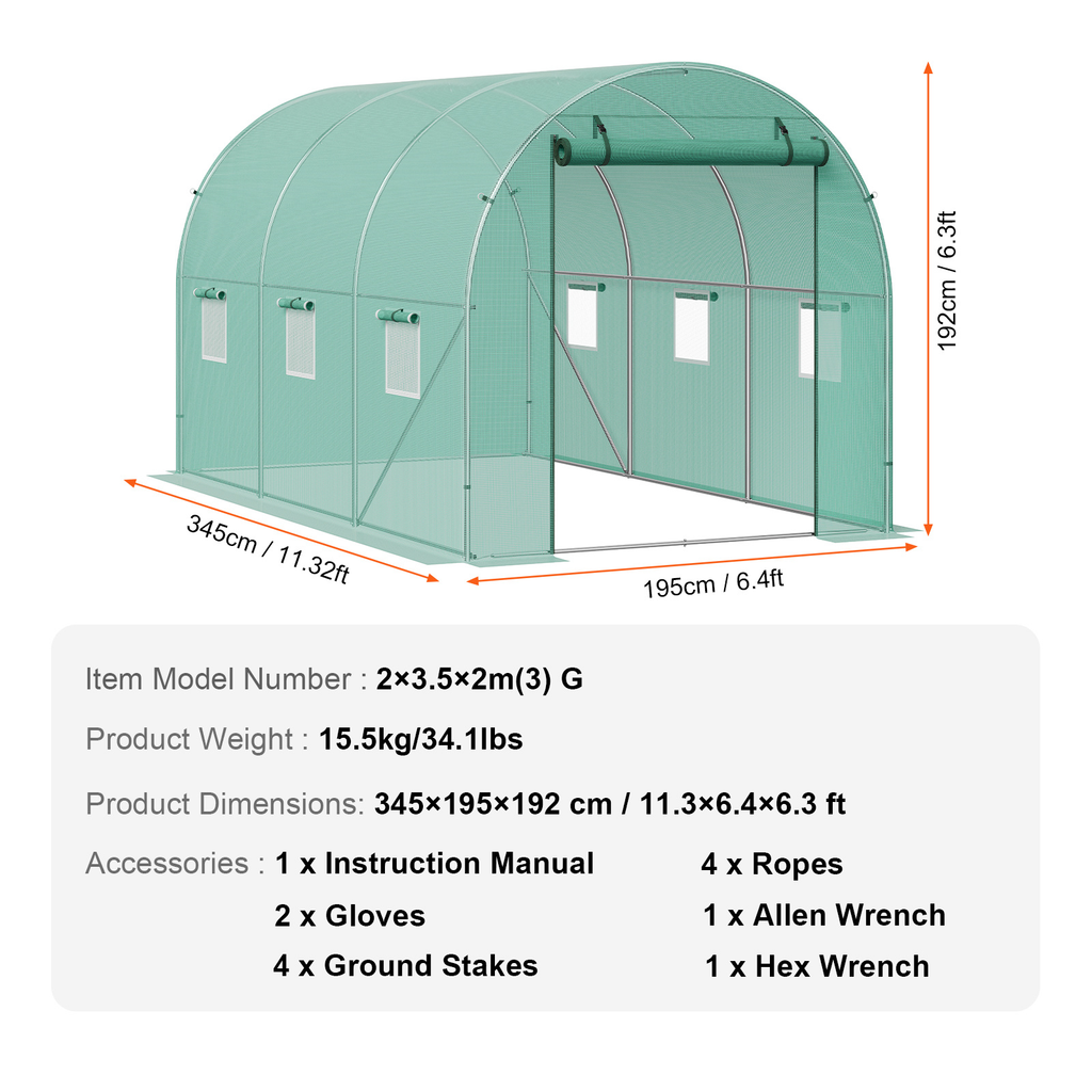 10- to 20-Foot Tunnel Greenhouse with Green Cover, Roll-Up Door and Size-Specific Vent Windows — image 12