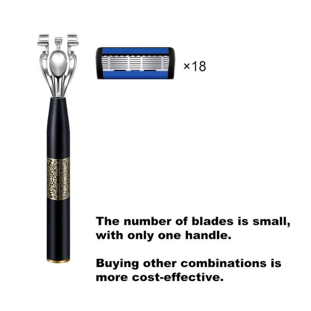 Men's Razor Set with Stainless Steel Replacement Blades – Reusable Handle & High-Capacity Blade Kit for Smooth Close Shave — 